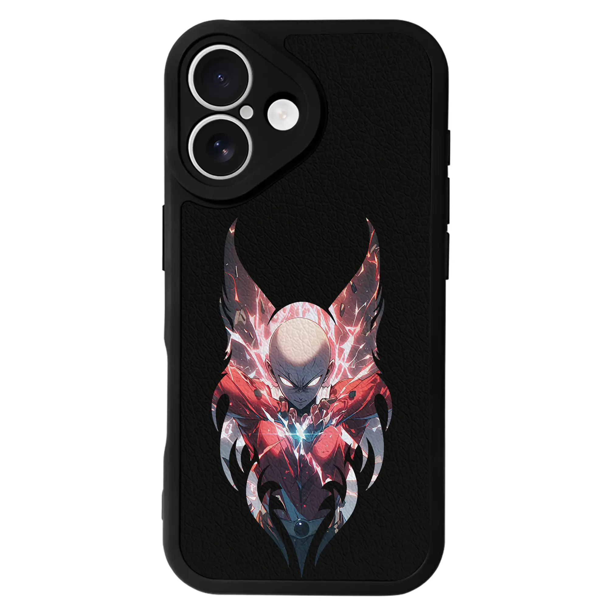 ワンパンマン グッズ サイタマ - IPhone 16シリーズ対応 ・ シリコンスマホケース ・ レザー調 ・ 高精度フィット ・ 耐衝撃 ・ ワイヤレス充電対応 ・ 精密カット